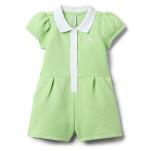 Janie and Jack Disney Mickey Mouse Quilted Romper 2T Green